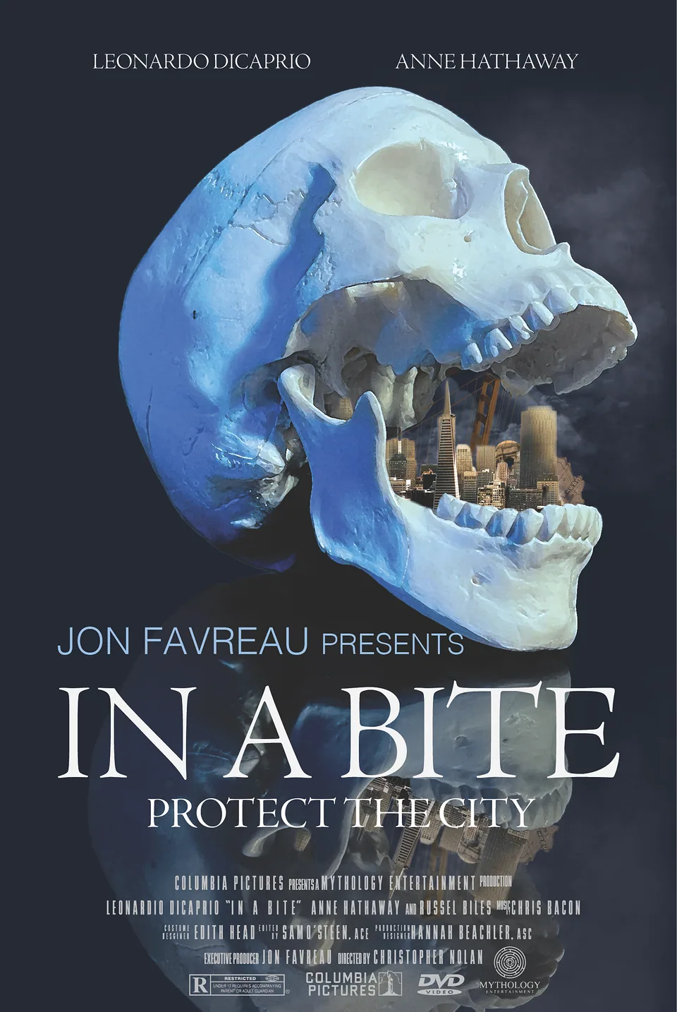 In a Bite movie poster: a giant skull devouring San Francisco
