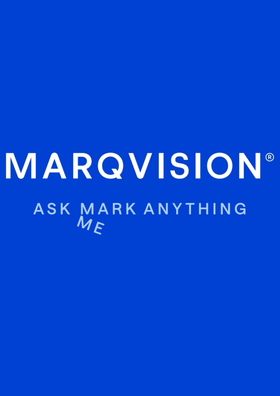 MarqVision Ask Mark Anything title card in blue