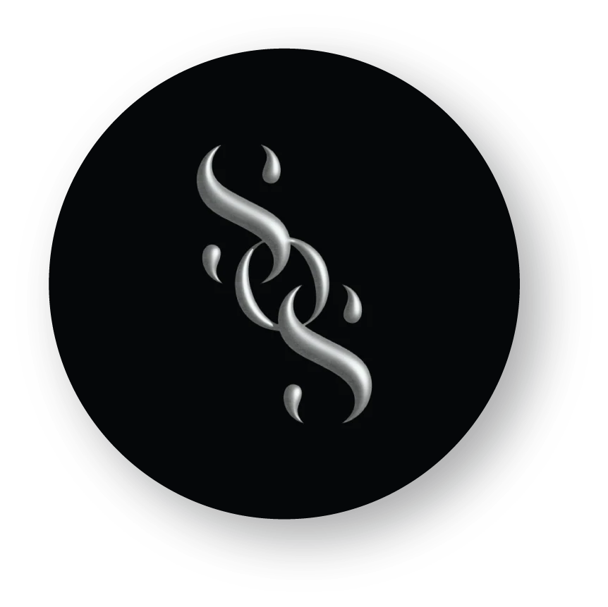 Sea of Stones monogram embossed in silver