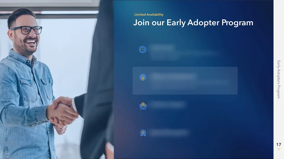 Unilog deck slide: Join our Early Adopter Program, Influence Development highlighted