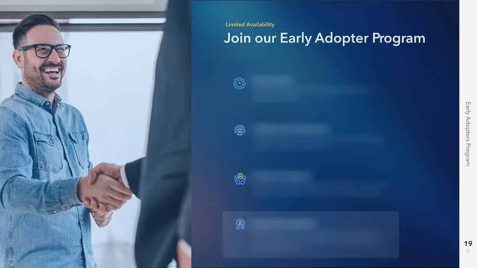 Unilog deck slide: Join our Early Adopter Program, Special Recognition highlighted