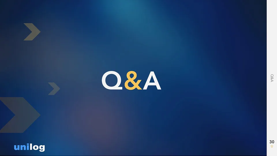 Unilog deck slide: Q and A divider
