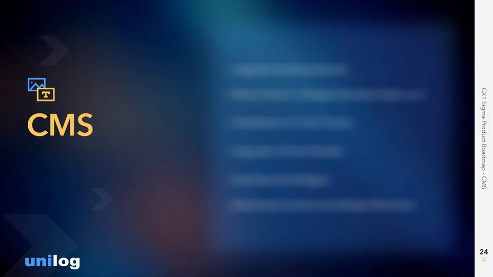 Unilog deck slide: roadmap section divider for CMS