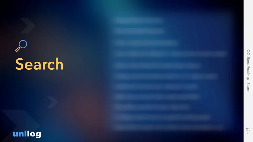 Unilog deck slide: roadmap section divider for Search