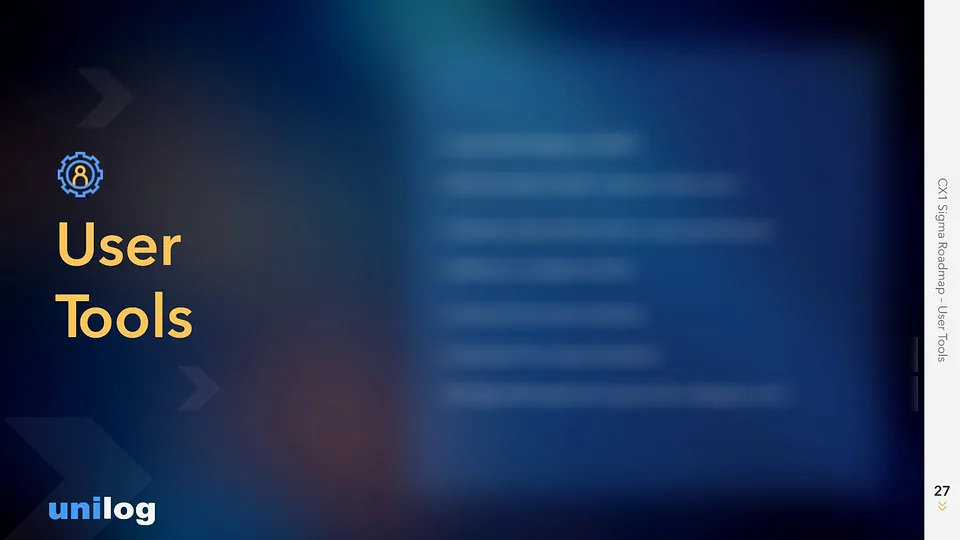 Unilog deck slide: roadmap section divider for User Tools