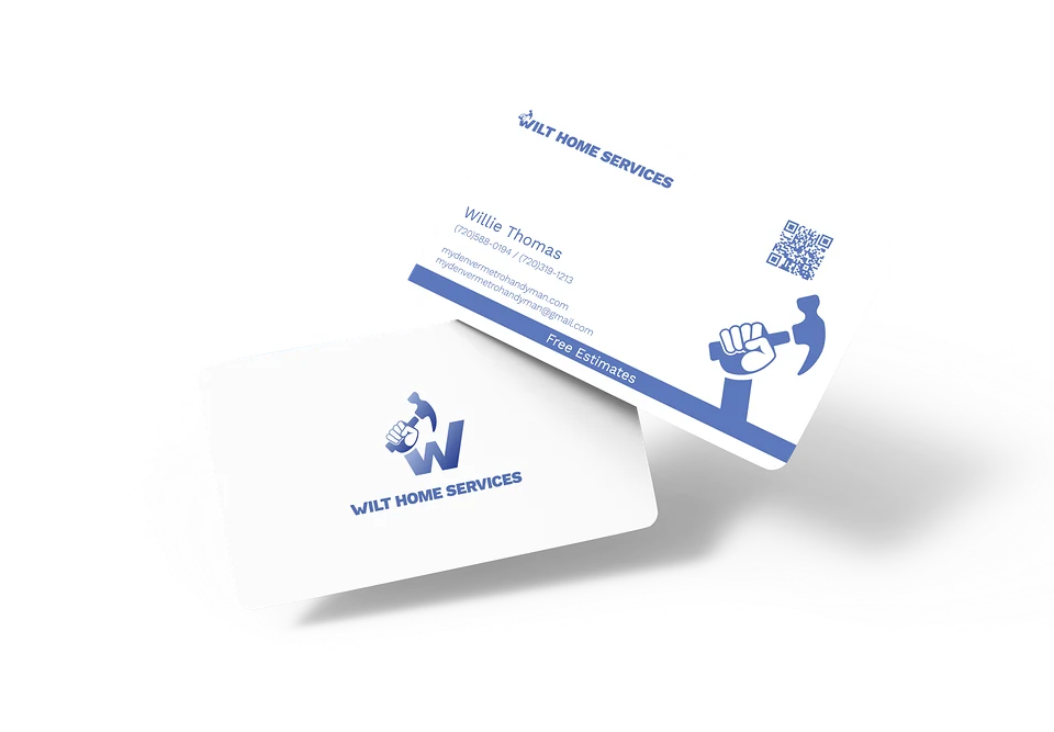 Wilt Home Services business cards, front and back