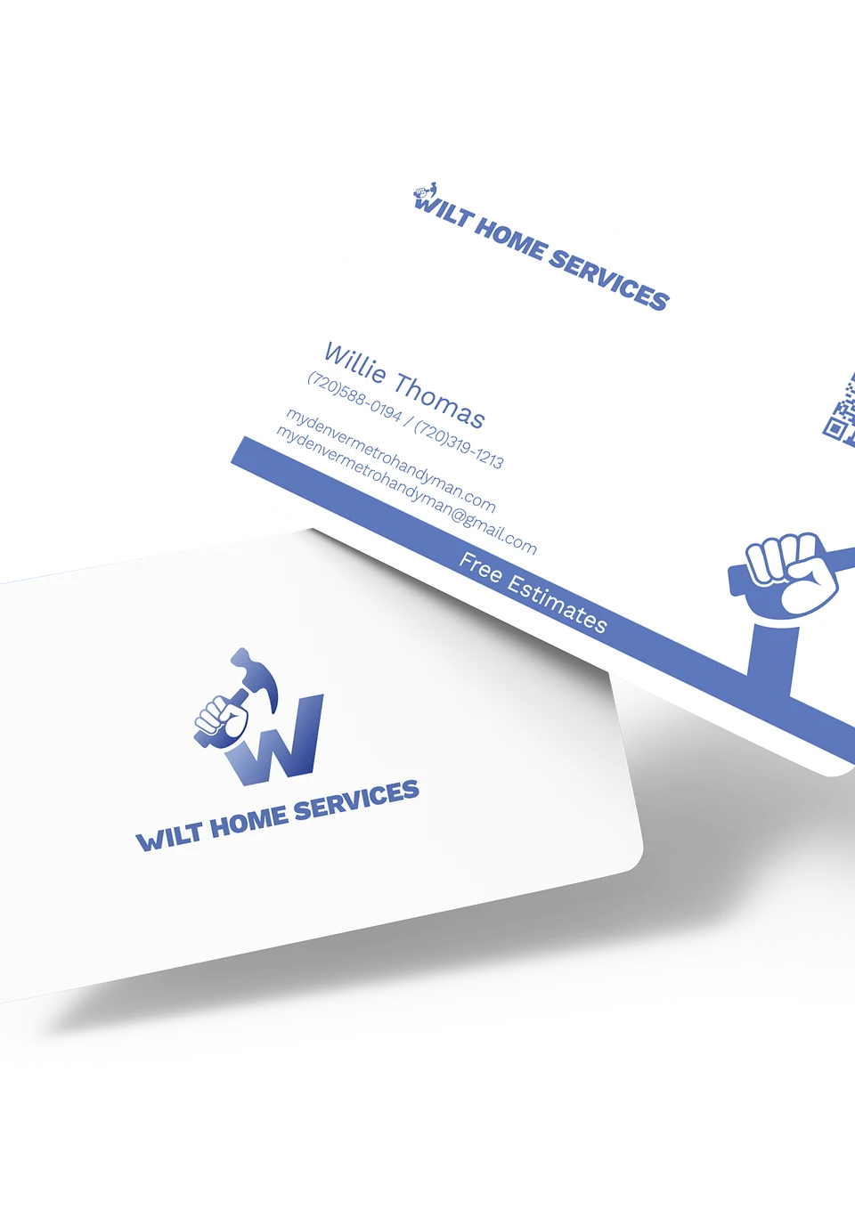 Wilt Home Services business cards, front and back