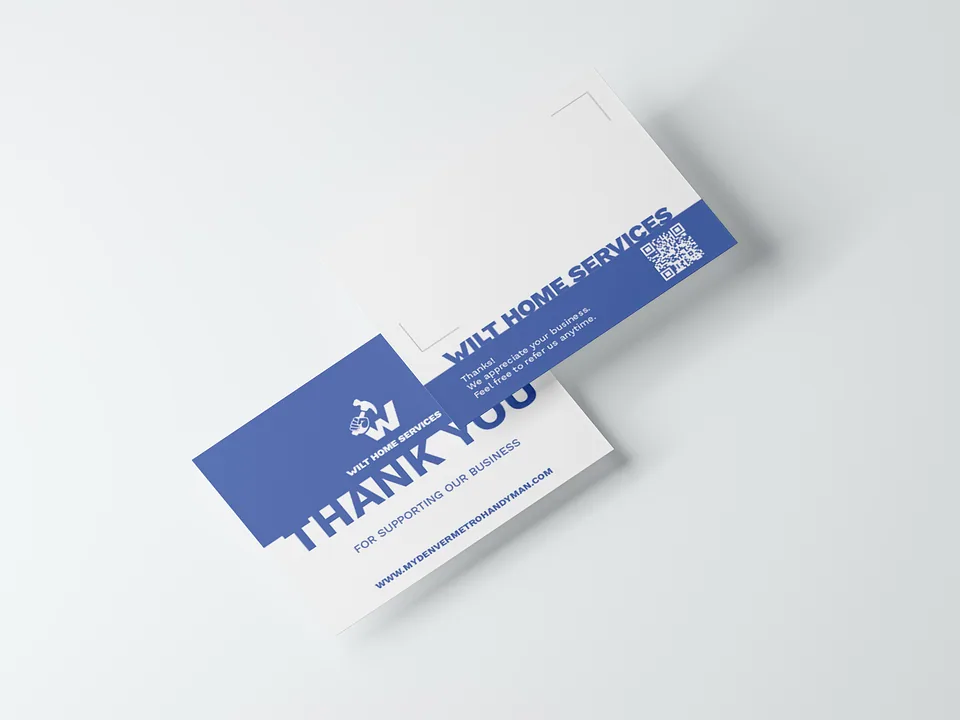Wilt Home Services thank-you card mockup